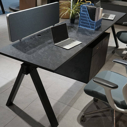 DOLAN 2 Seater Workstation 2.8m - Black Concrete