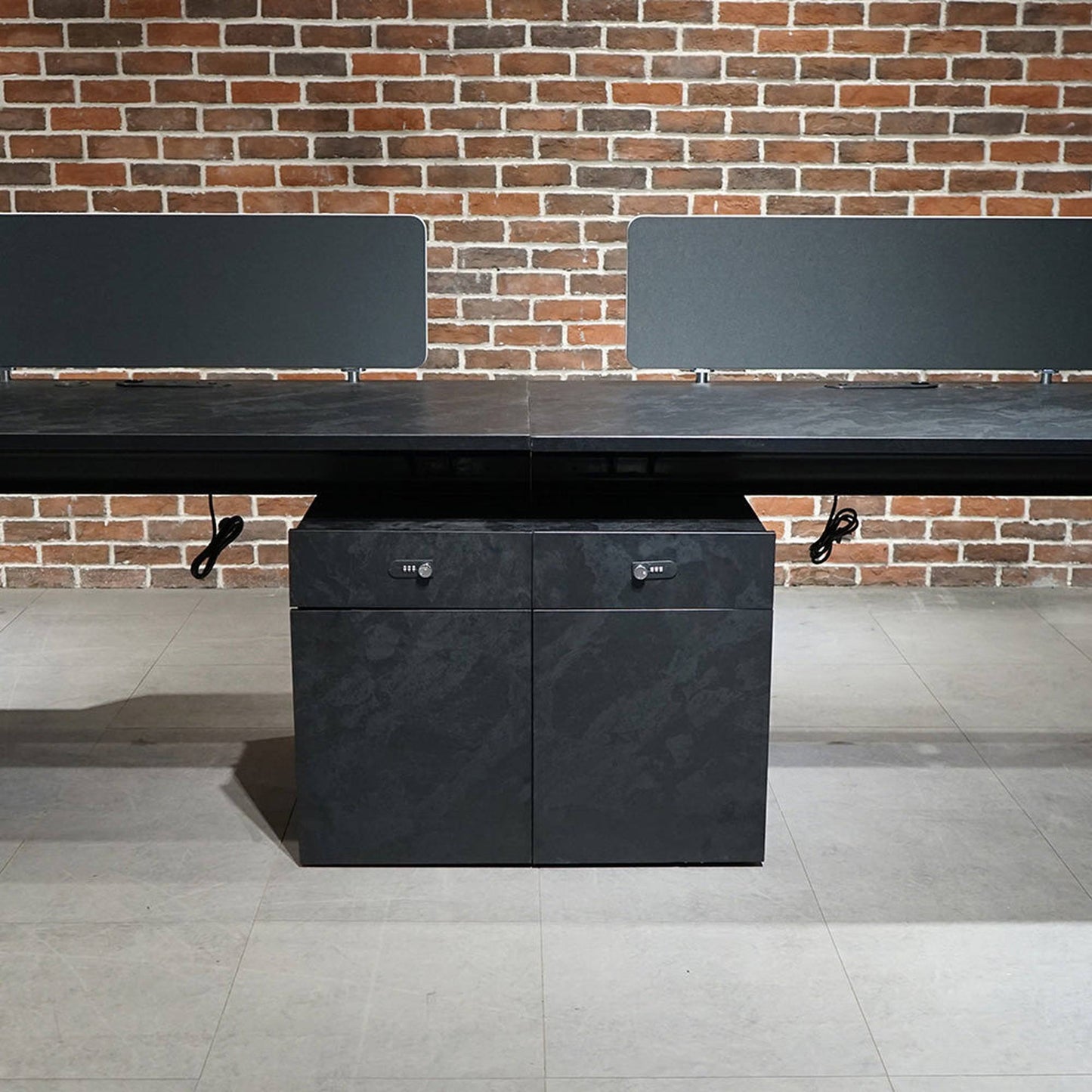 DOLAN 2 Seater Workstation 2.8m - Black Concrete