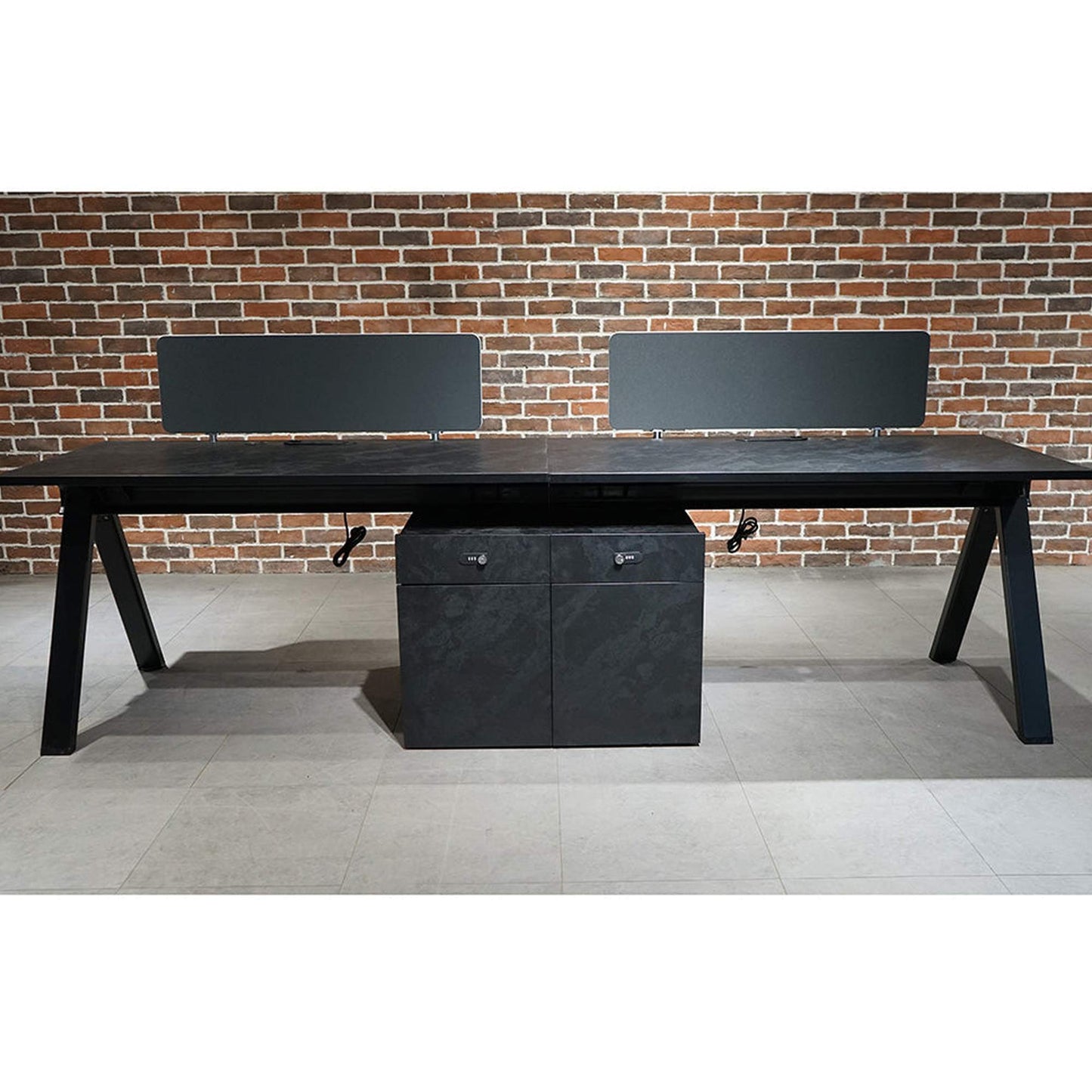 DOLAN 2 Seater Workstation 2.8m - Black Concrete