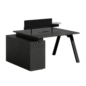 DOLAN 2 Seater Workstation 1.2m - 1.4m - Black Concrete