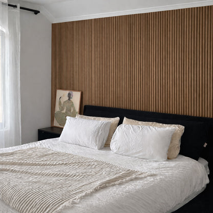 WOODFLEX Flexible Wooden Slat Wall Panel - Walnut Veneer - 2700mm - Half Round 27mm