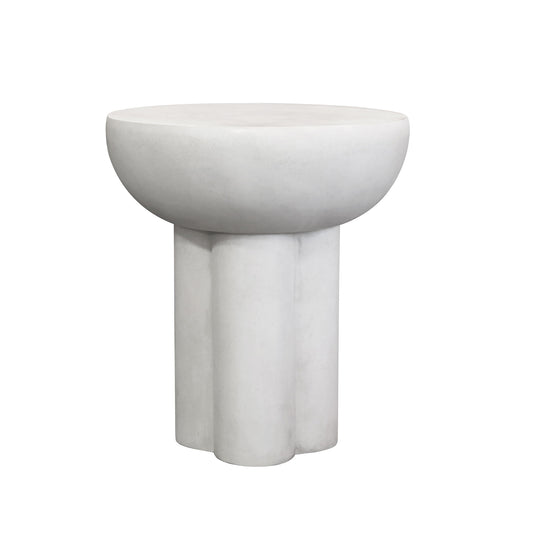 ROCCO Indoor & Outdoor Round Side Table Stool 45cm - White Concrete