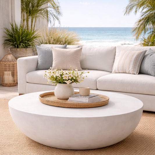 ROCCO Indoor & Outdoor Round Coffee Table 70cm - White Concrete
