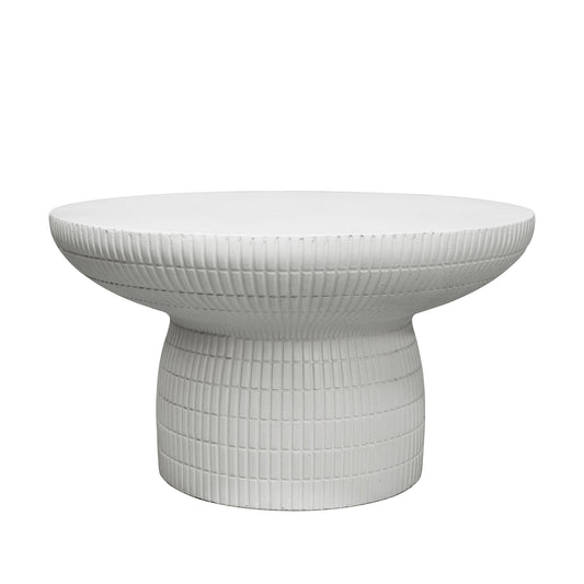 ROCCO Indoor & Outdoor Round Coffee Table 70cm - White Concrete