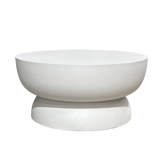 ROCCO Indoor & Outdoor Round Coffee Table 60cm - White Concrete