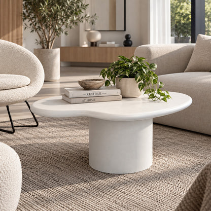 ROCCO Indoor & Outdoor Coffee Table 87cm - White Concrete