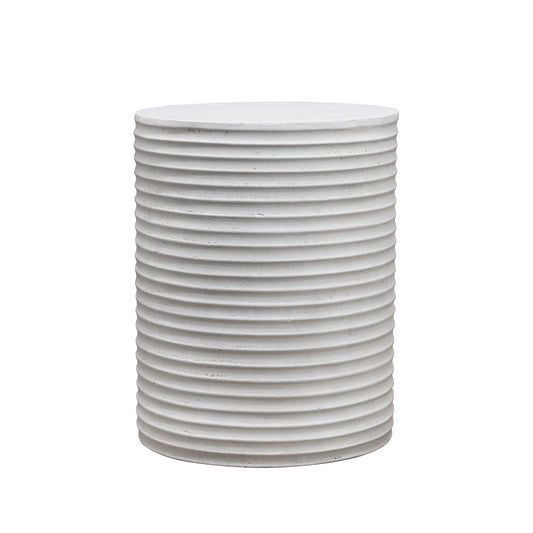 ROCCO Indoor & Outdoor Side Table Stool 35cm - White Concrete