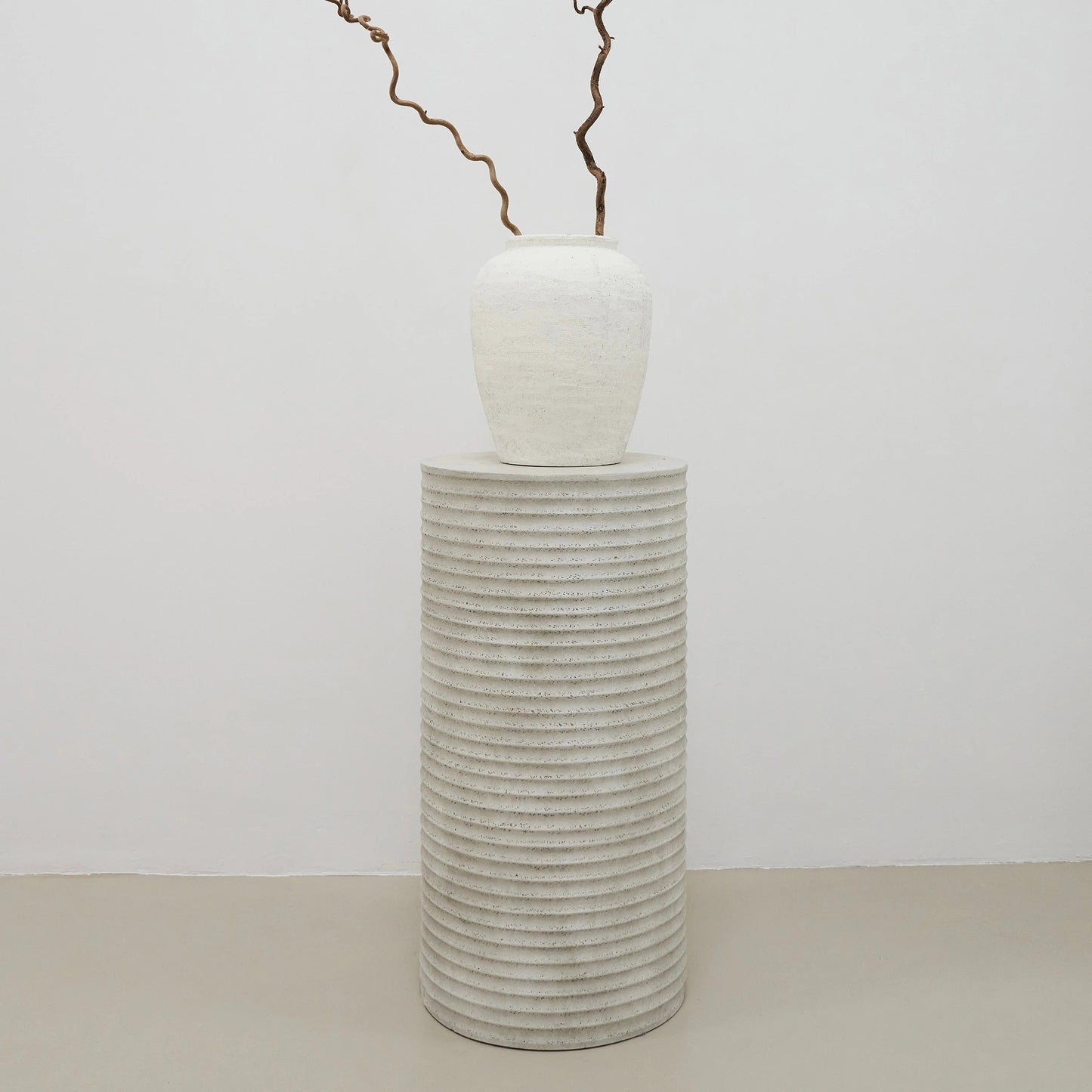 ROCCO Indoor & Outdoor Side Table Pedestal 35 x 70cm - White Concrete