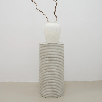 ROCCO Indoor & Outdoor Side Table Pedestal 35 x 70cm - White Concrete