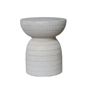 ROCCO Indoor & Outdoor Side Table Stool 44cm - White Concrete