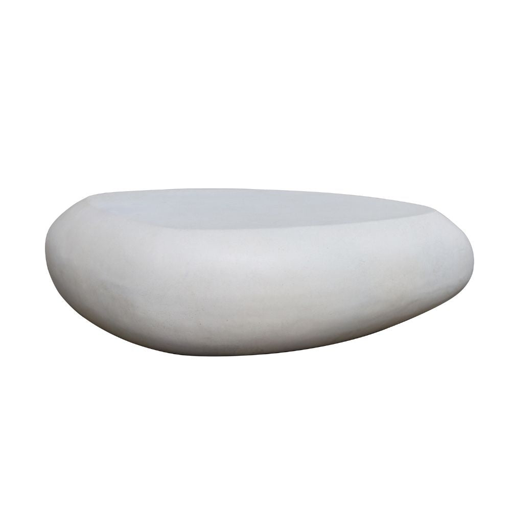 ROCCO  Indoor & Outdoor Pebble Coffee Table 106cm - White Concrete