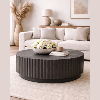 ROCCO Indoor & Outdoor Round Coffee Table 75cm - Charcoal Concrete