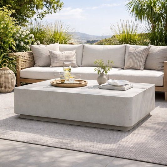 ROCCO Indoor & Outdoor Rectangular Coffee Table 100.5cm - White Concrete