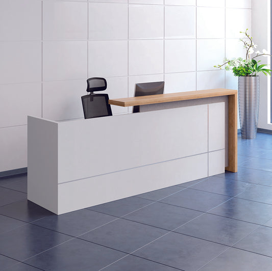 ZIVA Reception Desk 1.8M with Left Panel - Oak & White