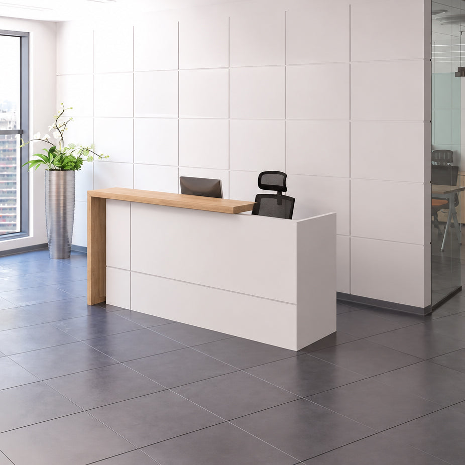 ZIVA Reception Desk 1.8M with Right Panel - Oak & White