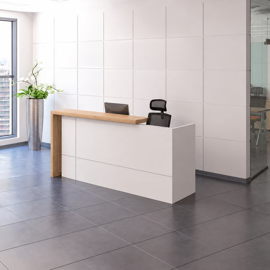 ZIVA Reception Desk 1.8M with Right Panel - Oak & White