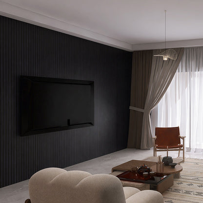 WOODFLEX Flexible Acoustic Wood Slat Wall Panel - Black Coated - 3000mm x 600mm