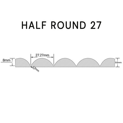 WOODFLEX WHITE PRIMED FLEXIBLE - HALF ROUND 27 - 2700mm X 600mm