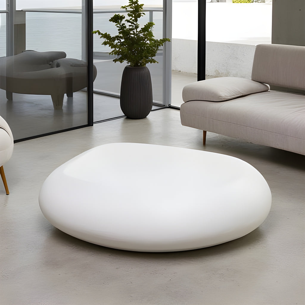 ROCCO  Indoor & Outdoor Pebble Coffee Table 106cm - White Concrete