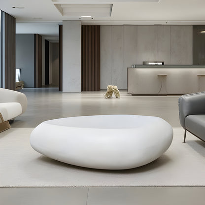 ROCCO  Indoor & Outdoor Pebble Coffee Table 106cm - White Concrete