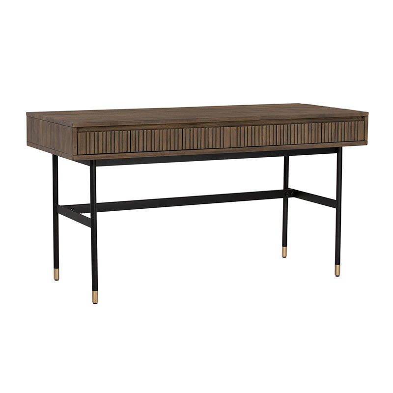 HAMILTON Study Desk Oak & Acacia Veneer 140cm - Toffee