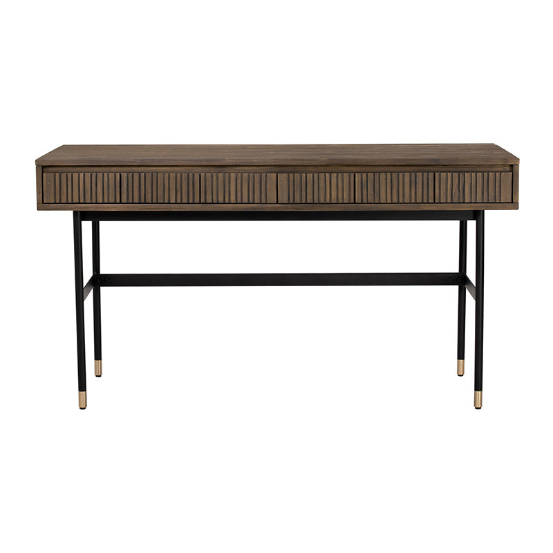 HAMILTON Study Desk Oak & Acacia Veneer 140cm - Toffee