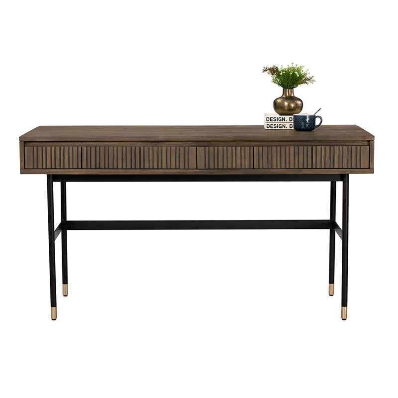 HAMILTON Study Desk Oak & Acacia Veneer 140cm - Toffee