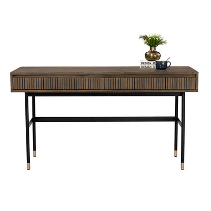 HAMILTON Study Desk Oak & Acacia Veneer 140cm - Toffee