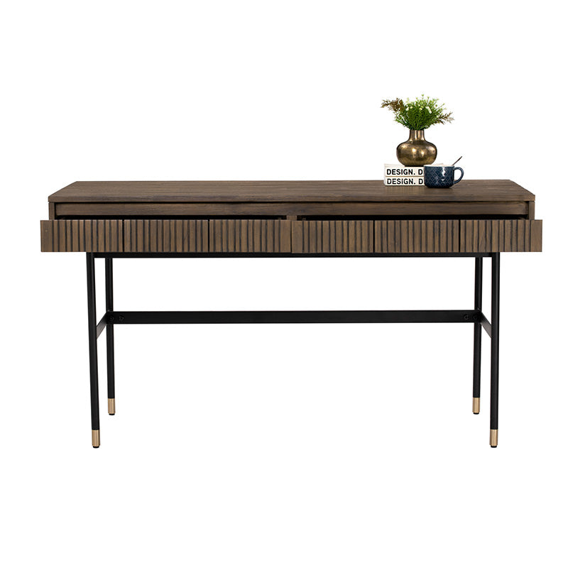 HAMILTON Study Desk Oak & Acacia Veneer 140cm - Toffee