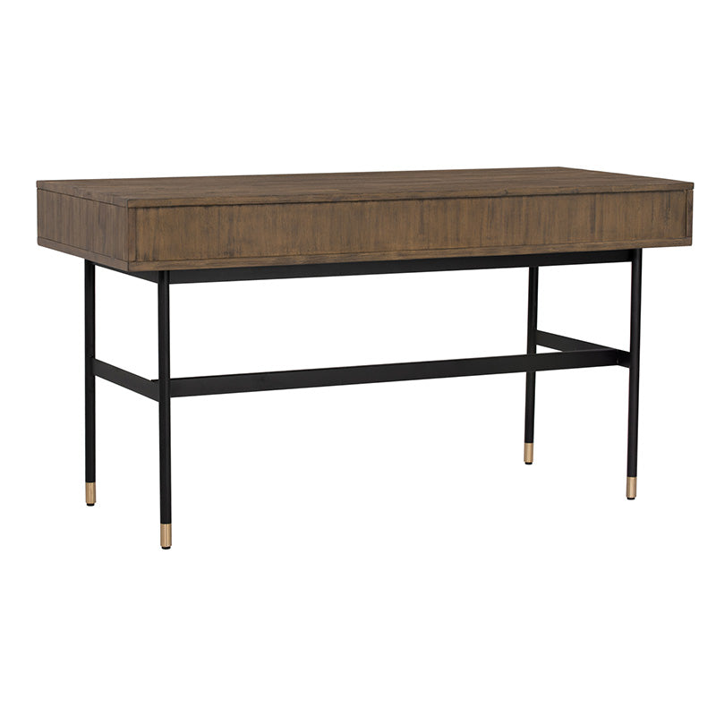 HAMILTON Study Desk Oak & Acacia Veneer 140cm - Toffee
