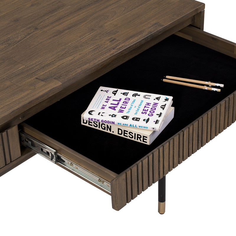 HAMILTON Study Desk Oak & Acacia Veneer 140cm - Toffee