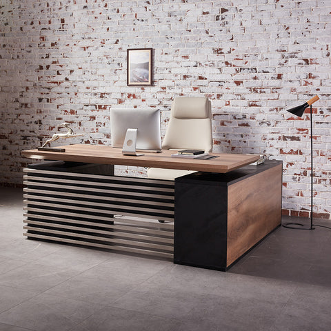 PHOENIX Executive Desk with Left Return 1.8M - Warm Oak & Black