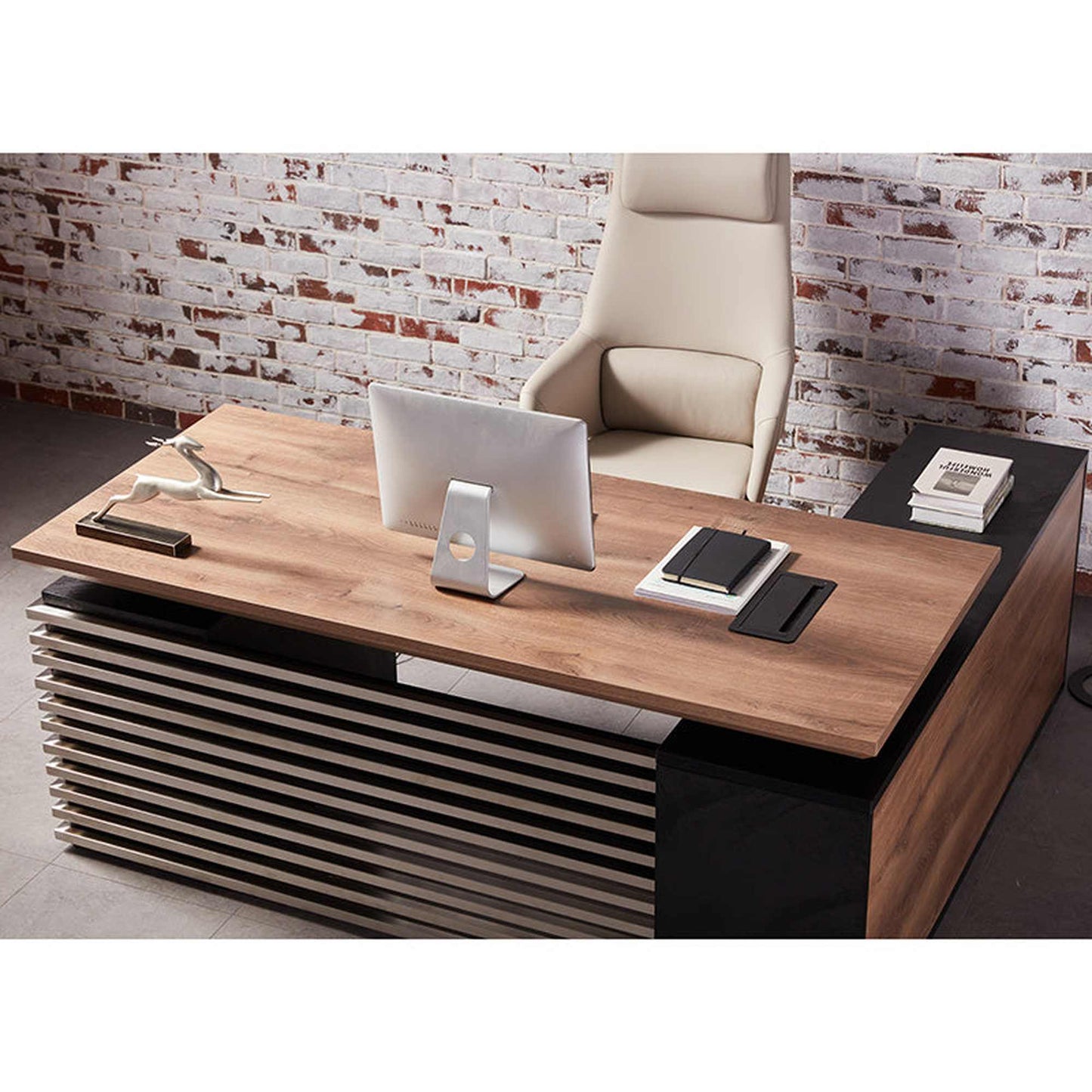 PHOENIX Sit & Stand Electric Lift Executive Desk with Left Return 1.8M - Warm Oak & Black