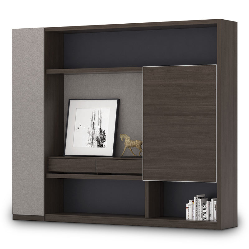Carter Display Cabinet 2.4M - Coffee & Grey,Office Furniture,Wall Units,Modern Furniture