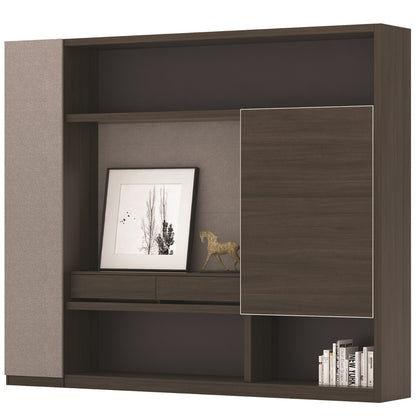 Carter Display Cabinet 2.4M - Coffee & Grey,Office Furniture,Wall Units,Modern Furniture