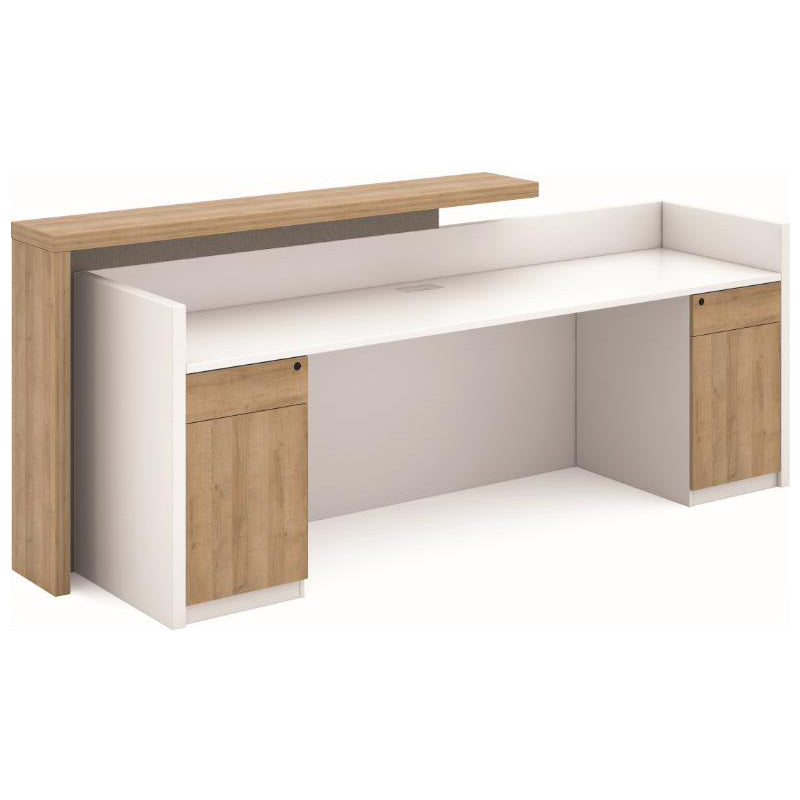 ZIVA Reception Desk  2.4M with Left Panel - White,Office Furniture,Reception Desks,Modern Furniture