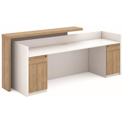 ZIVA Reception Desk  2.4M with Left Panel - White,Office Furniture,Reception Desks,Modern Furniture