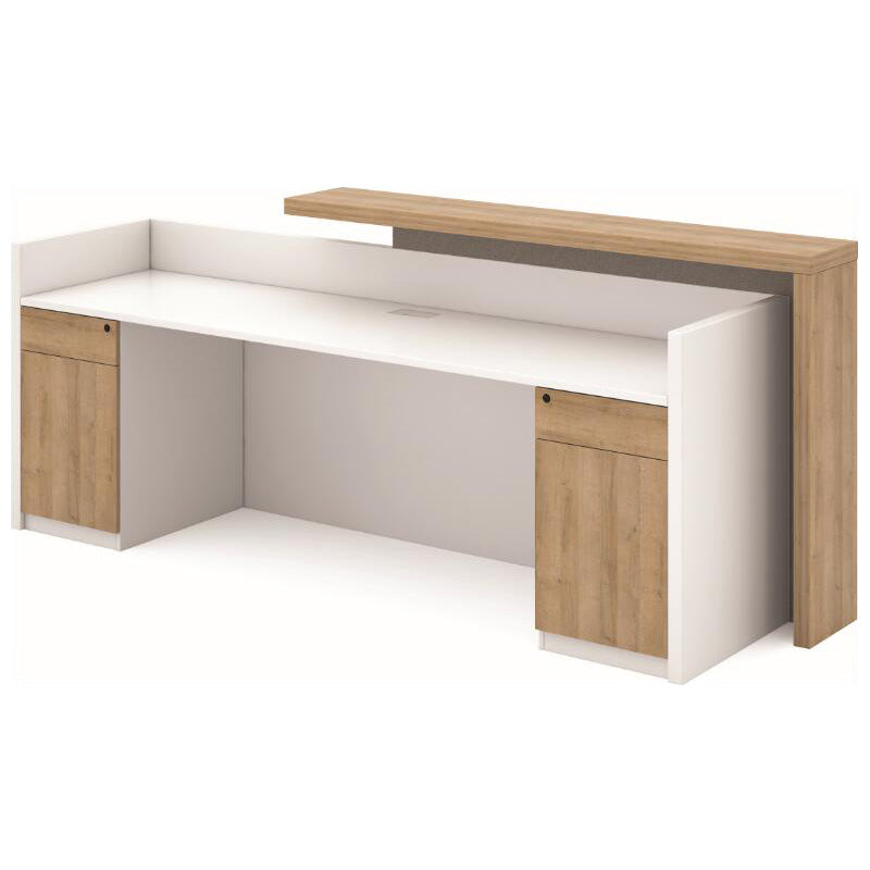 ZIVA Reception Desk 2.4M with Right Panel - White,Office Furniture,Reception Desks,Modern Furniture