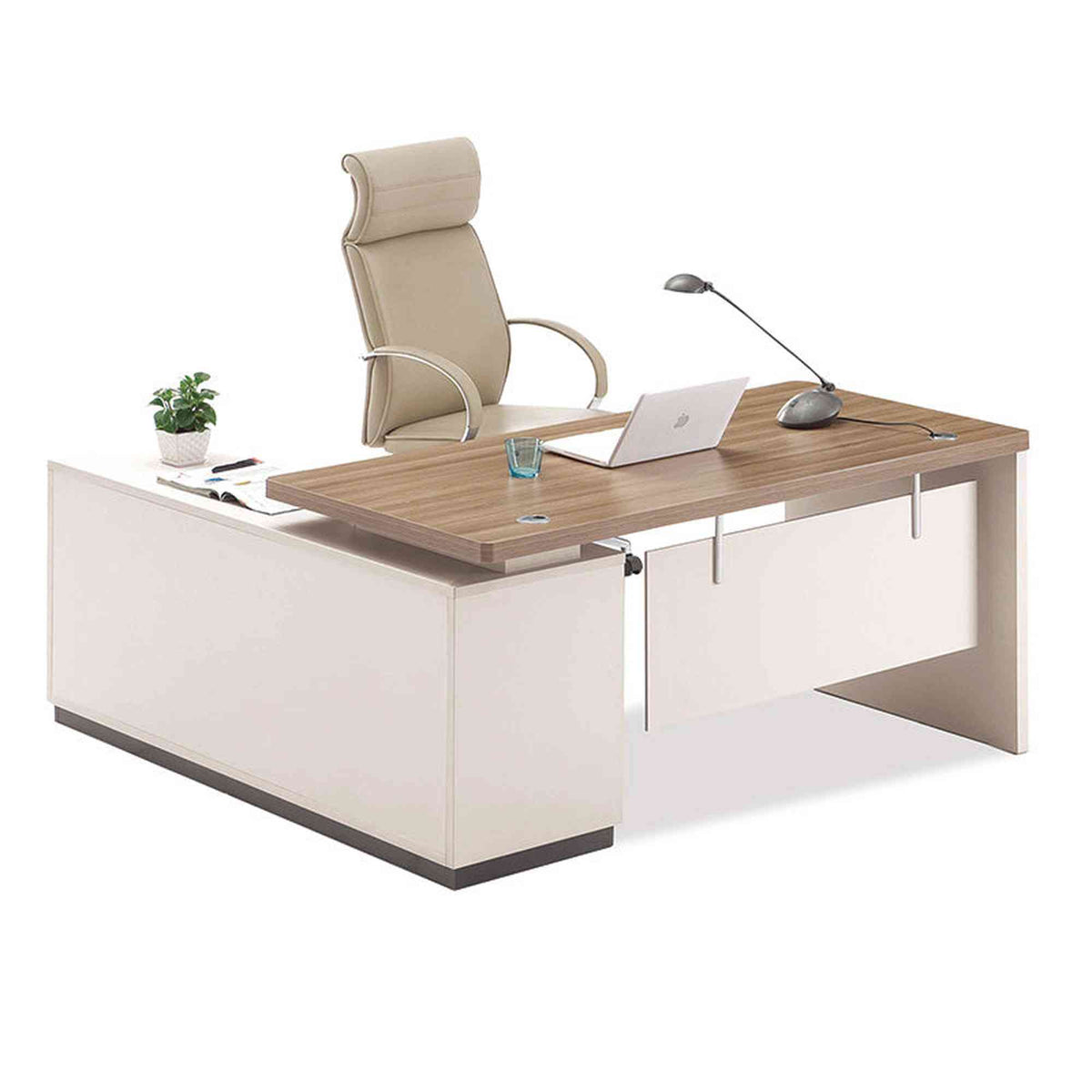 Wilder Executive Office Desk with Right Return 1.8M - Light Walnut,Office Furniture,Desks,Modern Furniture