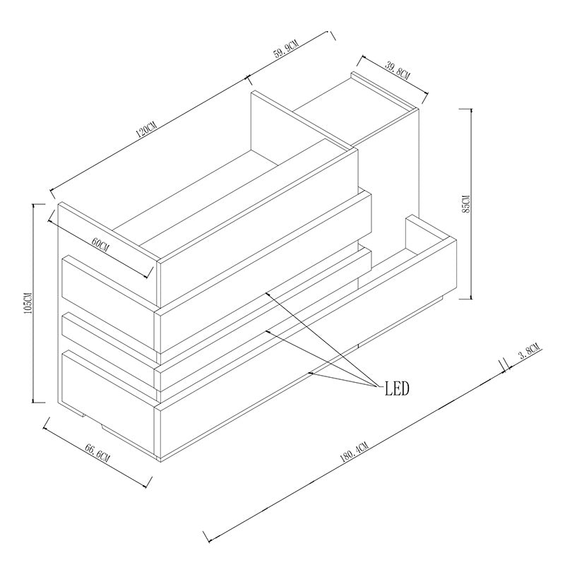KERAN  Reception Desk 1.8M Right Panel - Acacia & Carbon Grey Colour