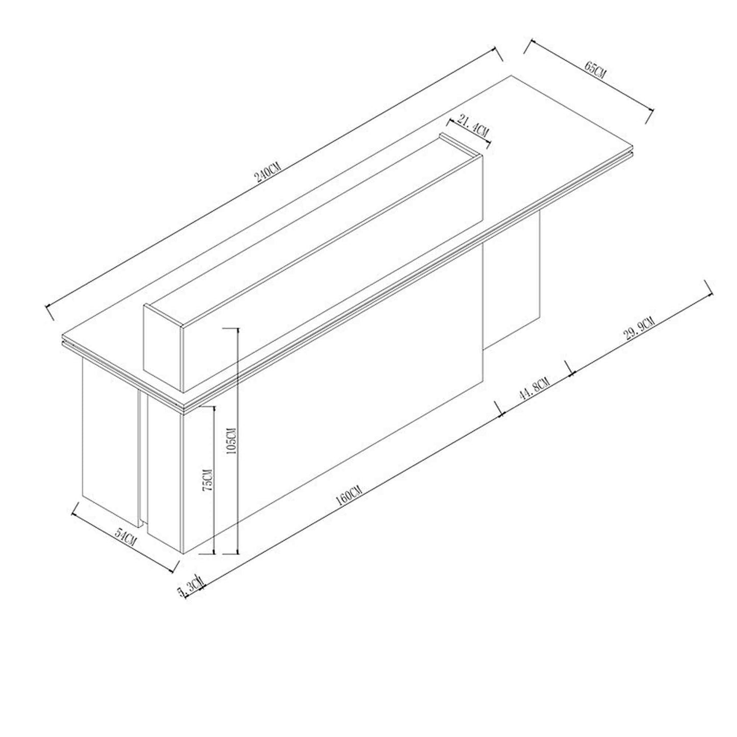 JARIN Reception Desk 2.4M Left Panel - Carbon Grey & White Colour