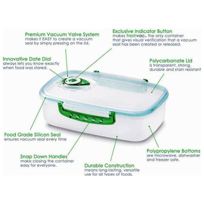 3pcs TouchVac Airtight Vacuum Sealed Kitchen Storage Container - Microwave Safe
