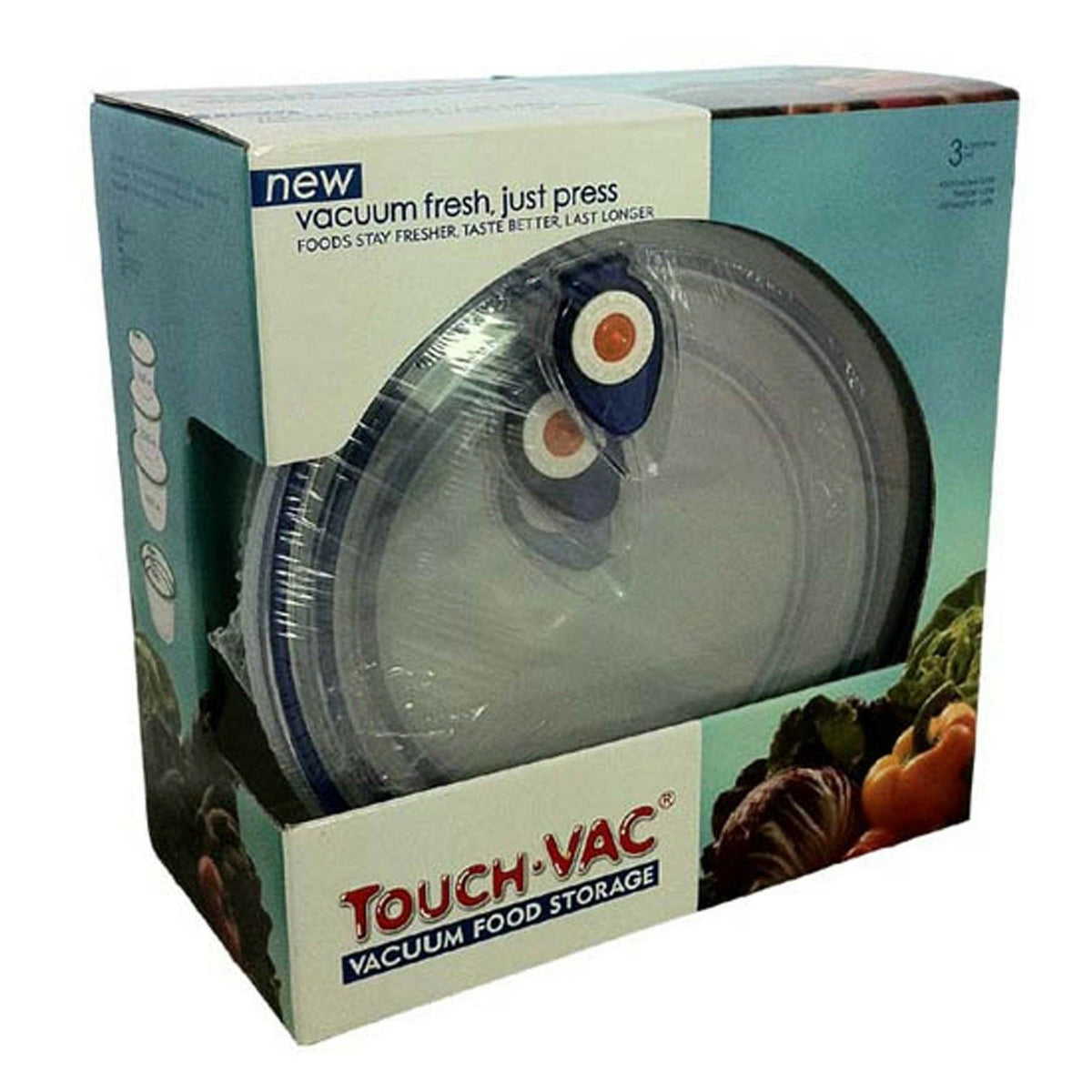 3pcs TouchVac Airtight Vacuum Sealed Kitchen Storage Container - Microwave Safe