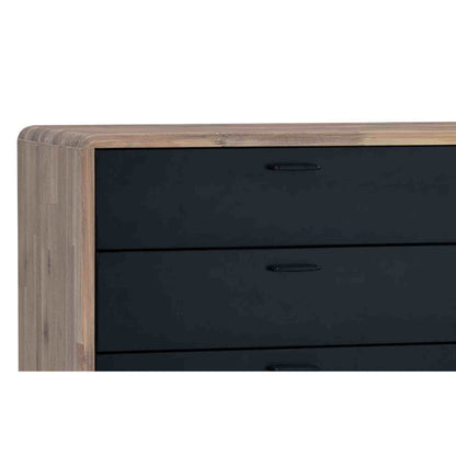 Binder Tall Sideboard 140cm Acacia Solid Wood - Sandblast & Black
