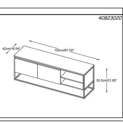 RIVOLI TV Entertainment Unit 1.55M -  Smoked Oak / Black