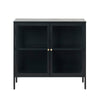 CARMEL 2 Glass Doors Sideboard 90cm - Black