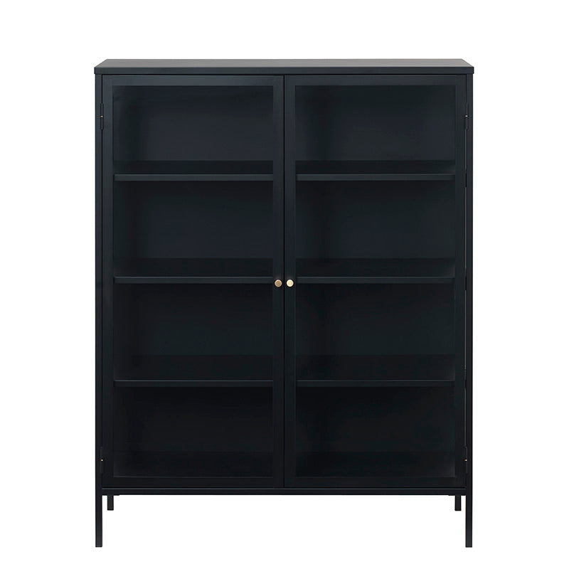 CARMEL 2 Door Glass Display Cabinet  90x140cm - Black