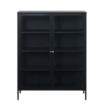 CARMEL 2 Door Glass Display Cabinet  90x140cm - Black