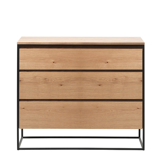 RIVOLI Chest of 3 Drawers - Natural Oak / Black