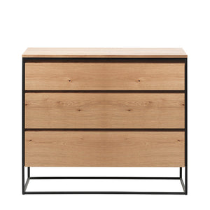 RIVOLI Chest of 3 Drawers - Natural Oak / Black